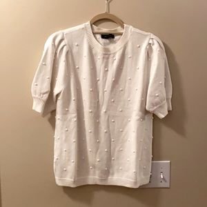 Ann Taylor short sleeve cream colored sweater size medium new with tags